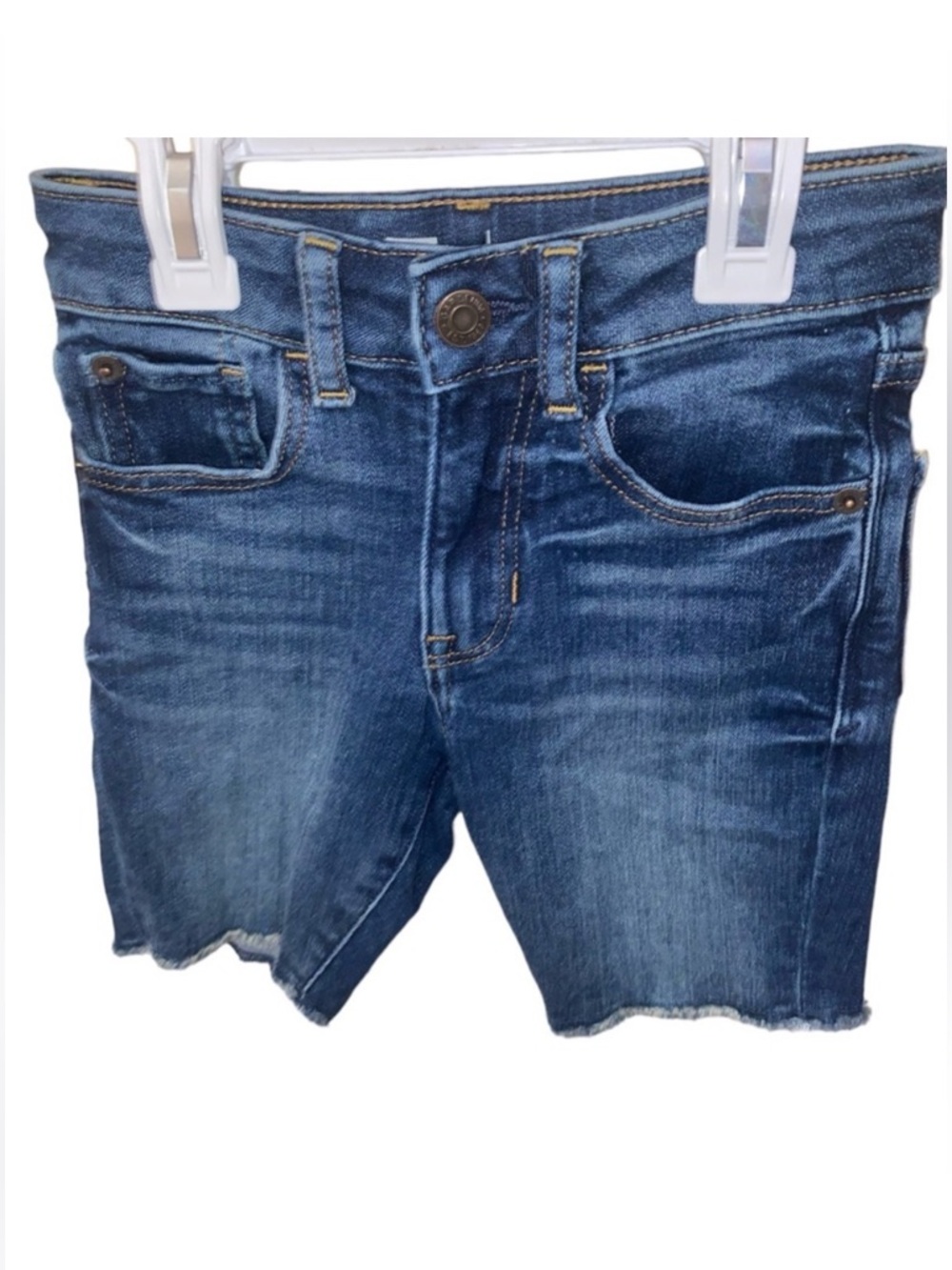 Gap Girls High Rise Bermuda Denim Shorts Raw Hem Size 6